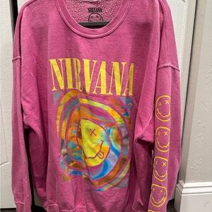 NIRVANA Vibrant Pink Graphic Women's Sweater